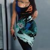 Abstract Print Sleeveless Bodycon Dress